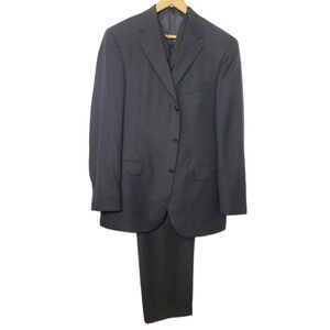 Austin Reed Men's 44L 3 Piece Suit Navy Blue Jacket‎ Vest Pants 32X31 Wedding